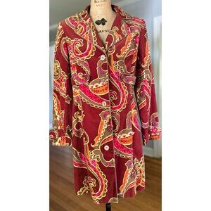 Itw Claude Brown Soft Paisley Boho Coat Size 2
